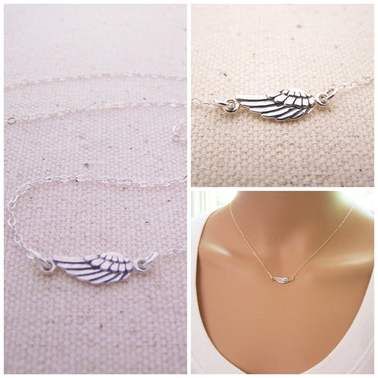 Dainty Sterling Silver Angel Wing Necklace โ Simple Memorial Jewelry & Remembrance Gift