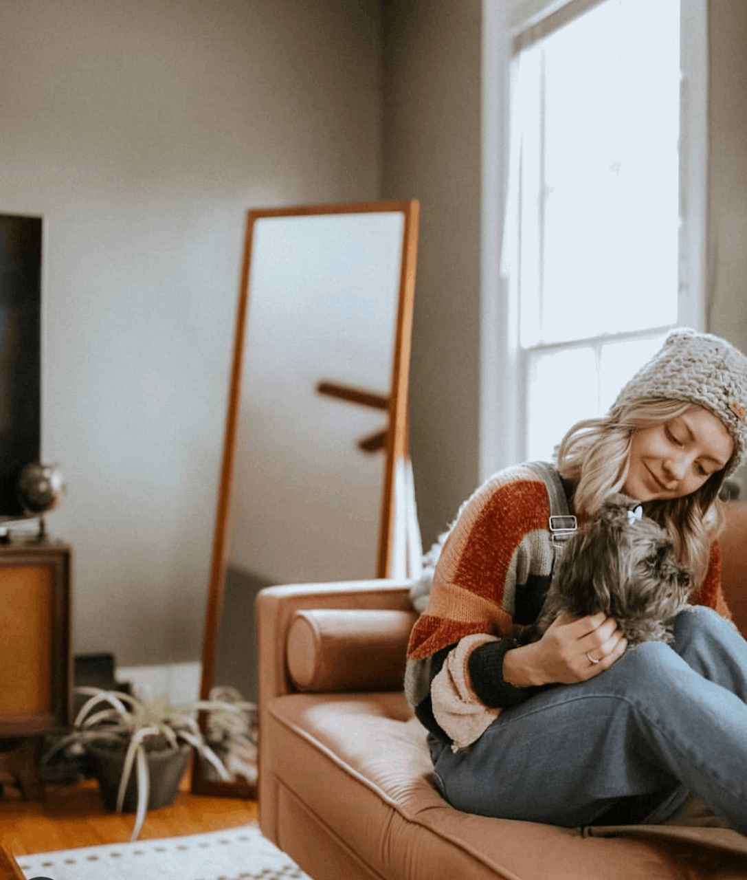 Crochet Simple Slouch Hat | Grey Marble Beanie