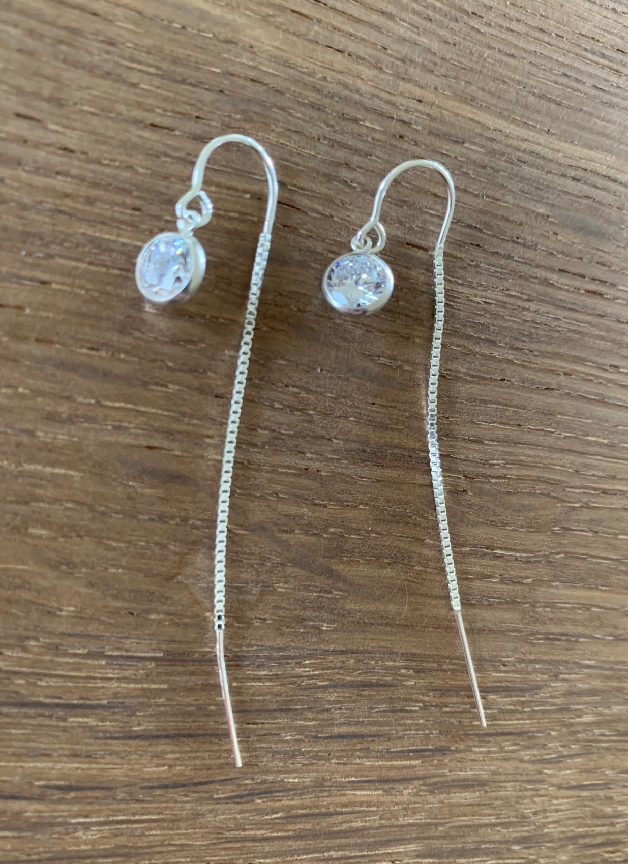Rhinestone “Diamond” circle thread earrings