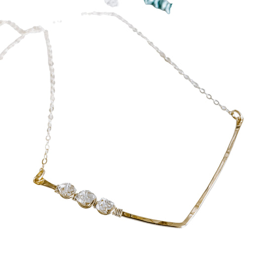 Herkimer Diamond Chevron Necklace