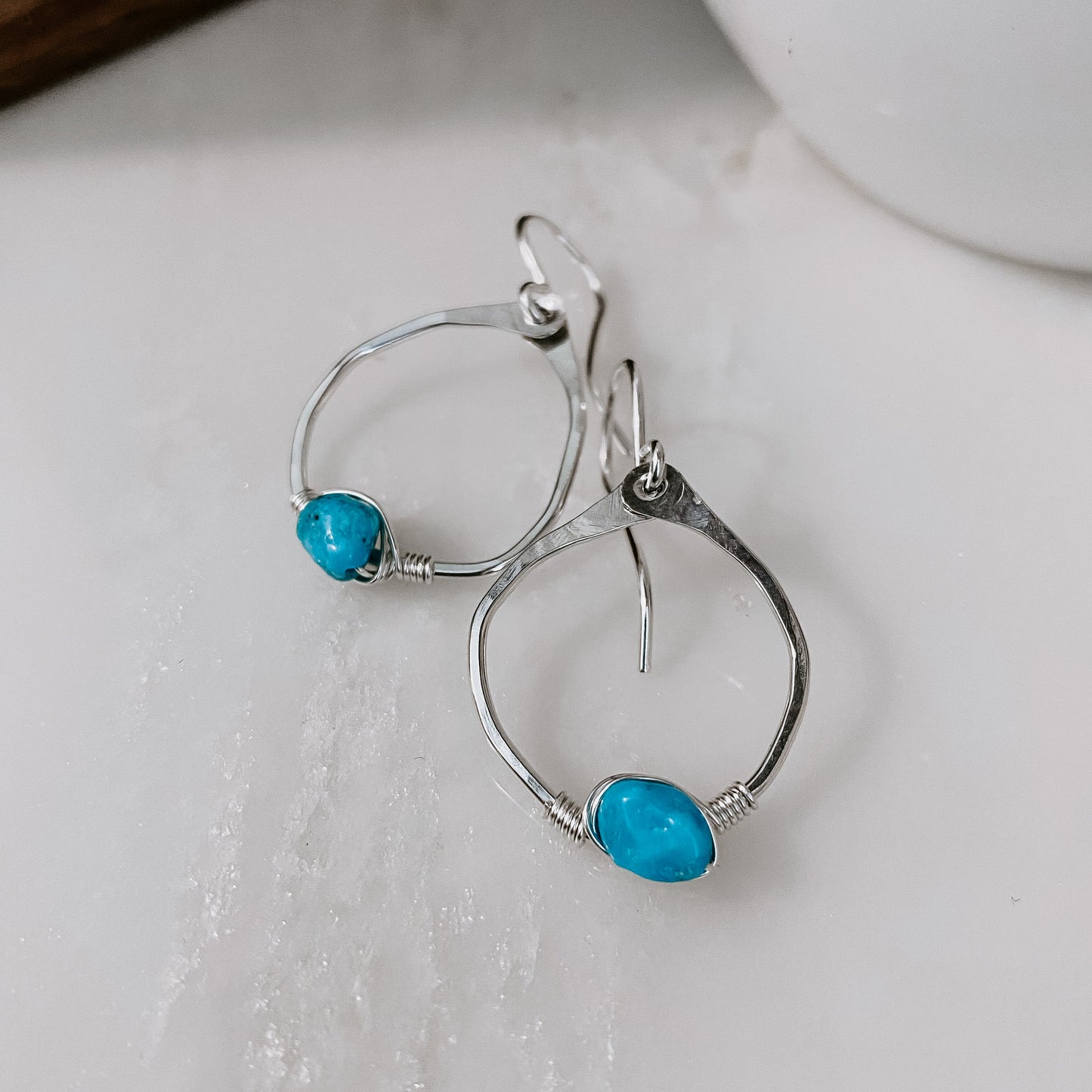 Blue Ithaca Turquoise Mini Organic Hoop Earrings