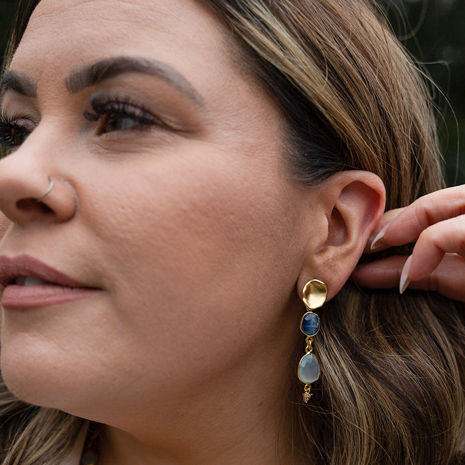 Aquamarine and Kyanite Earrings