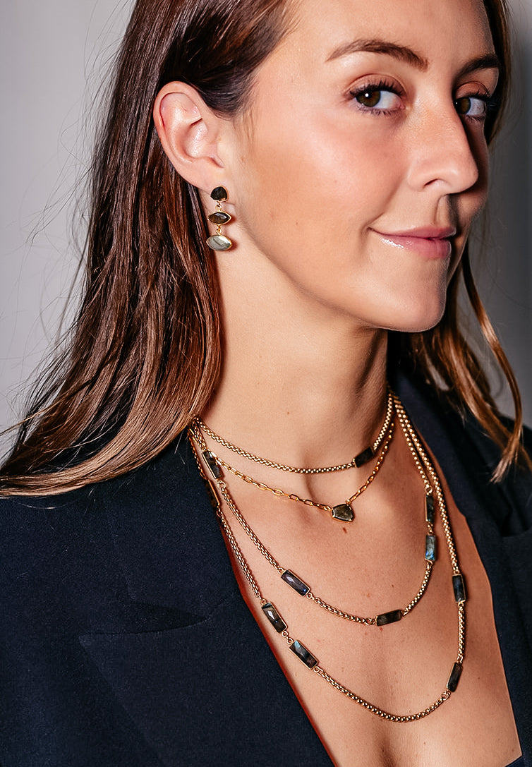 Labradorite Marquis Dangle Earrings