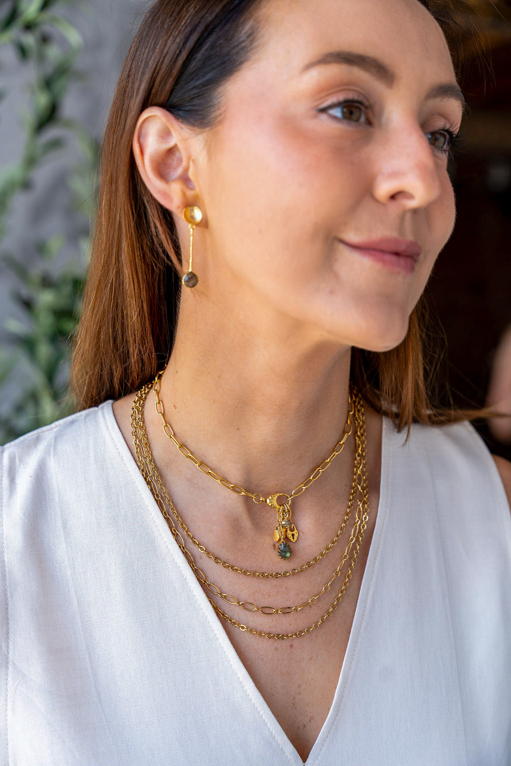 Labradorite Bar Earrings
