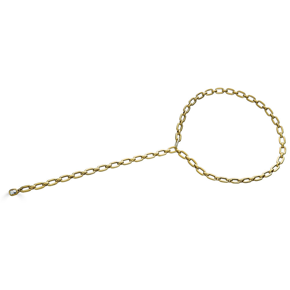 Chunky Gold Lariat with Crystal Pendant