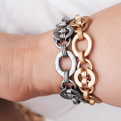 Matte Gold Mixed Chain Link Bracelet
