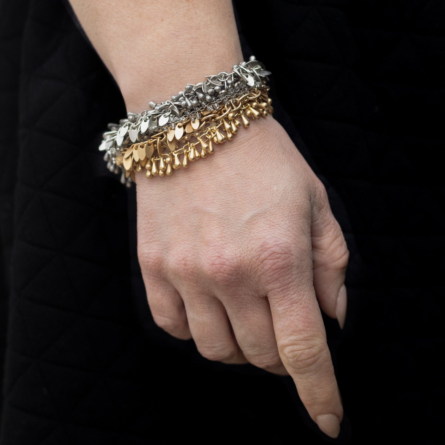 Matte Gold Four Strand Fringe Bracelet