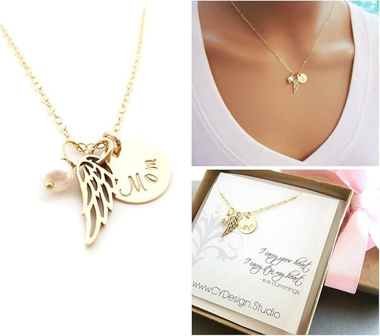 Angel Wing Memorial Necklace for Mom – Remembrance Jewelry