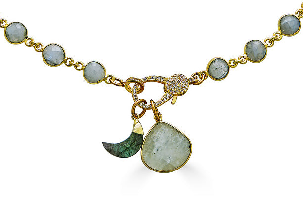Moonstone Necklace with Labradorite Moon