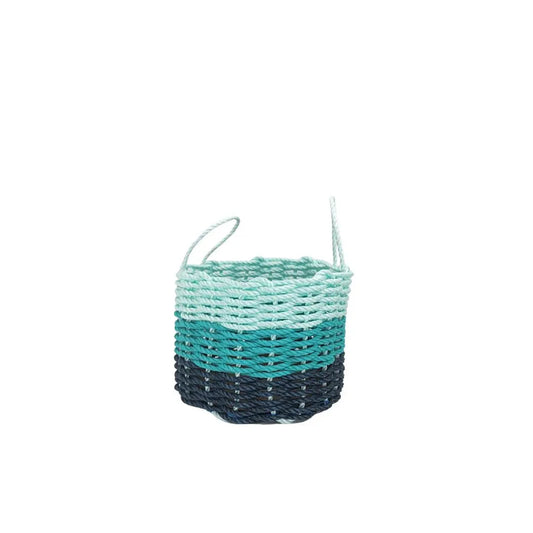 Navy Blue, Teal & Seafoam Ombre Rope Basket
