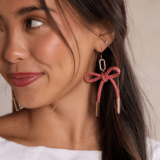 Red & White Simone Cord Earring