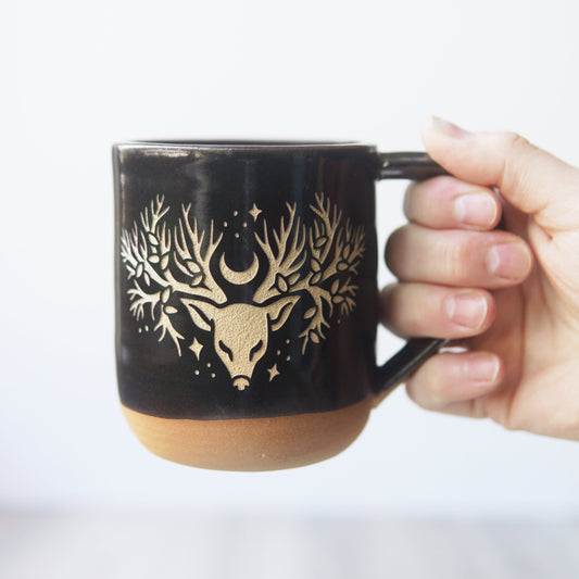 Deer Tree Mug, Farmhouse Style Handmade Pottery