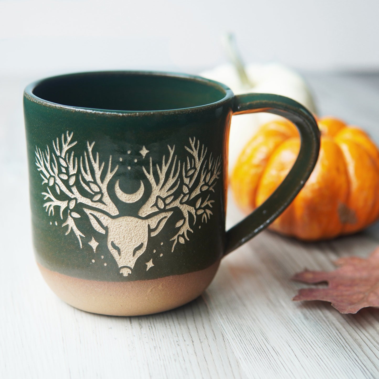 Deer Tree Mug, Farmhouse Style Handmade Pottery