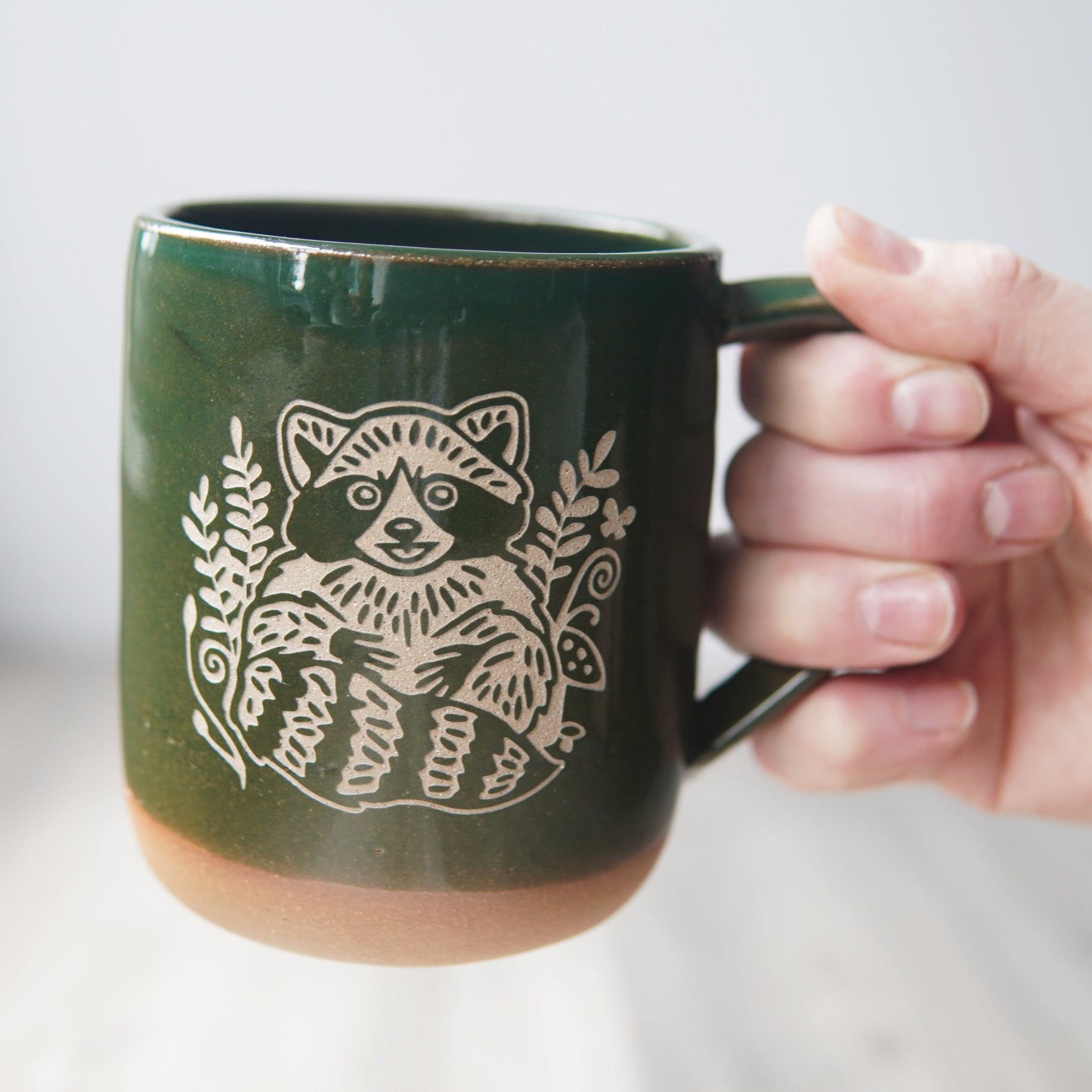 Raccoon Mug, Farmhouse Style Handmade Pottery