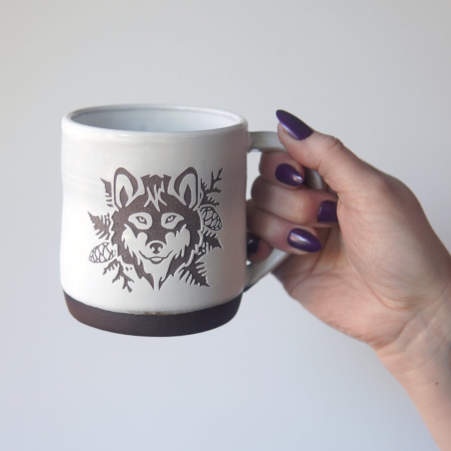 Wolf Mug, Farmhouse Style Handmade Pottery