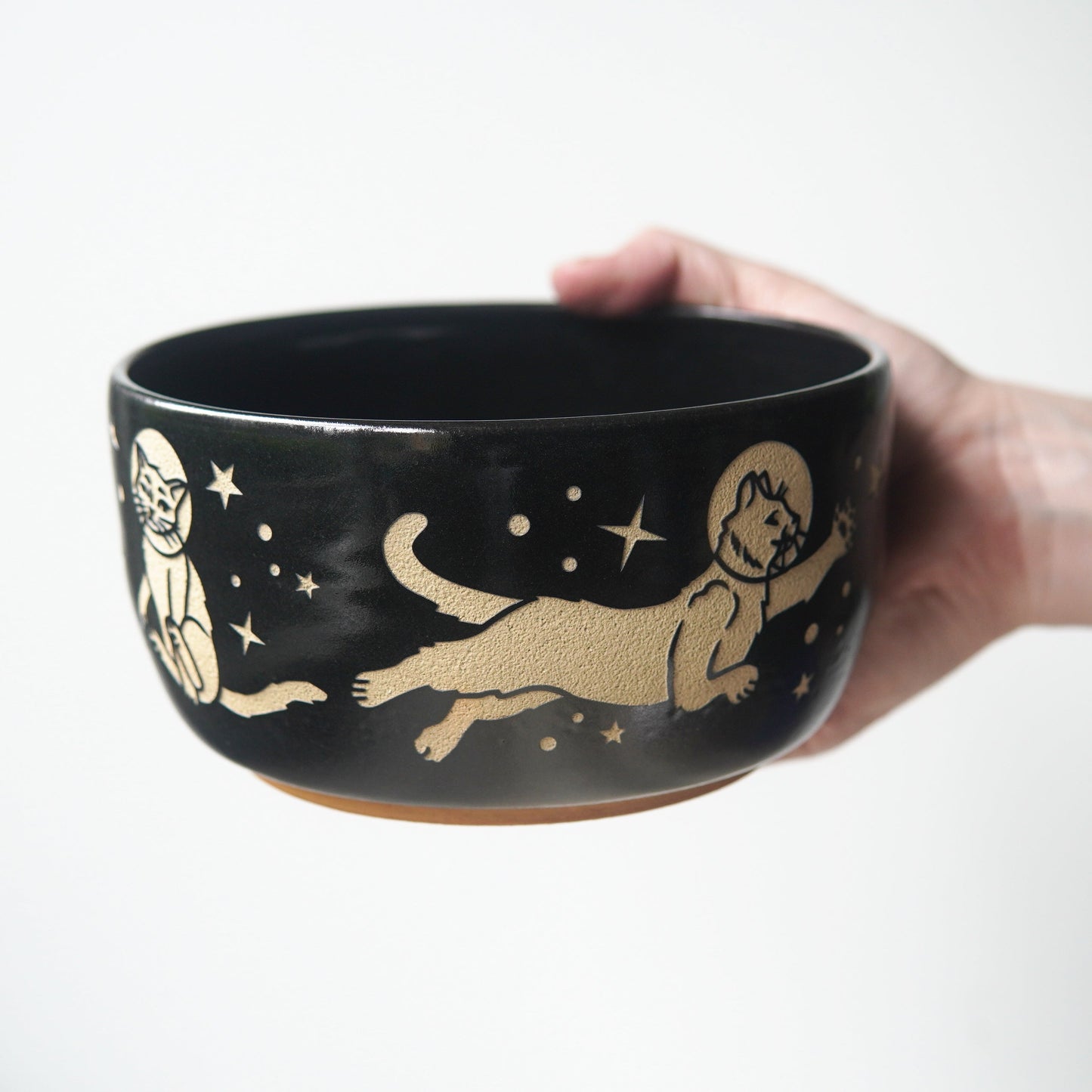 Space Cats Bowl, Farmhouse Style Handmade Pottery