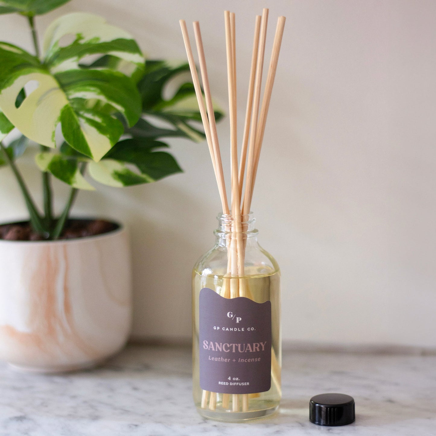 Sanctuary 4 oz. Hue Reed Diffuser (Leather + Incense)