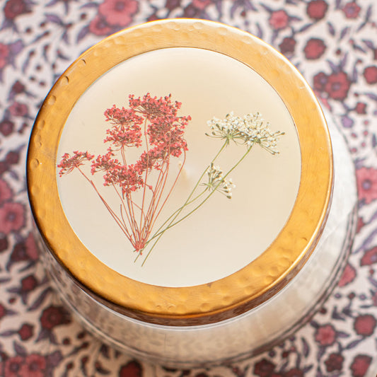 Spicy Apple Medium Pressed Floral Candle
