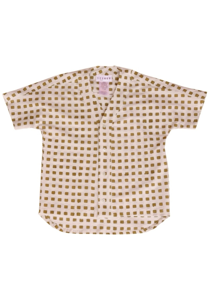 Baseball Shirt in Hand Block Print