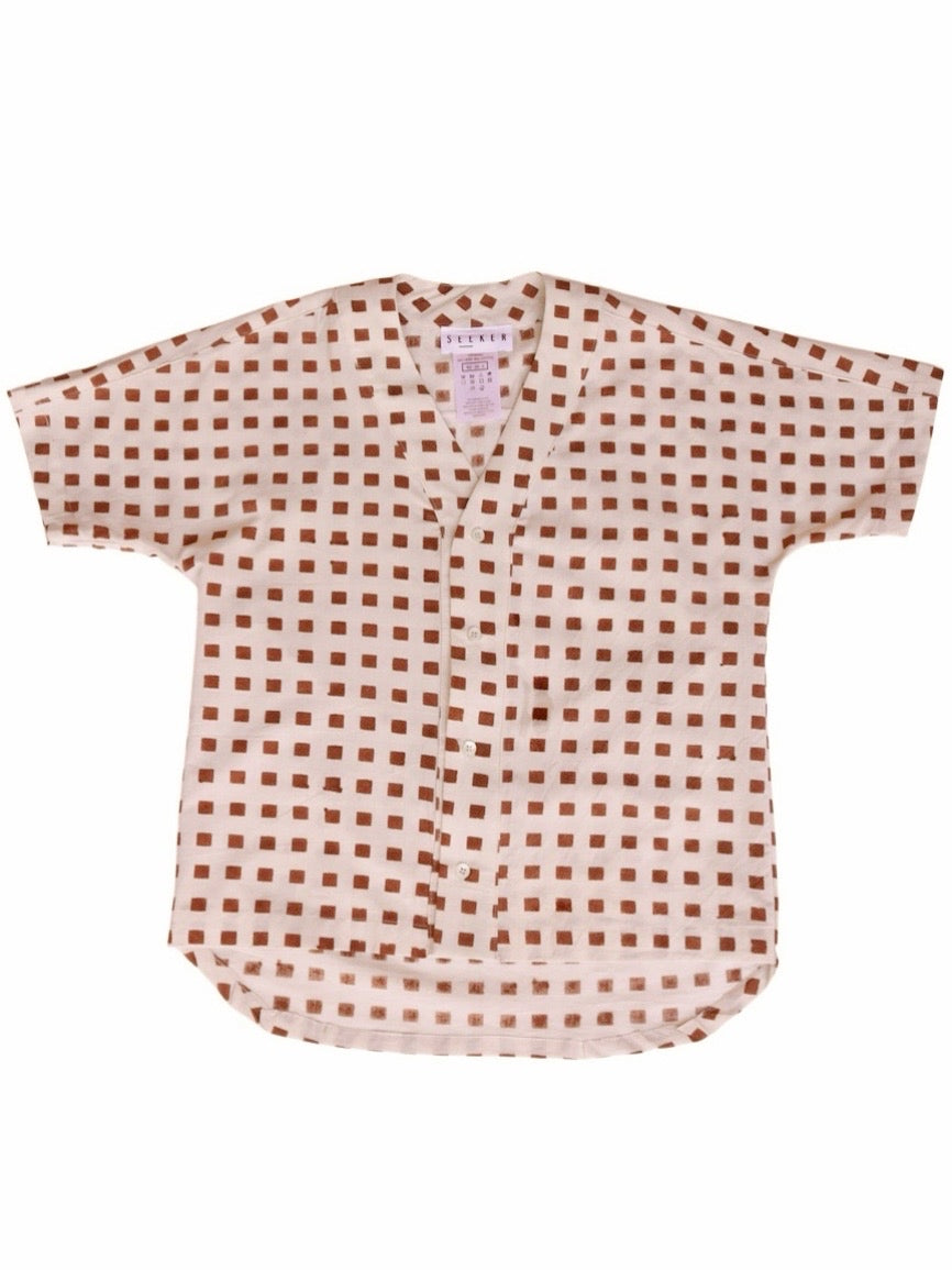 Baseball Shirt in Hand Block Print