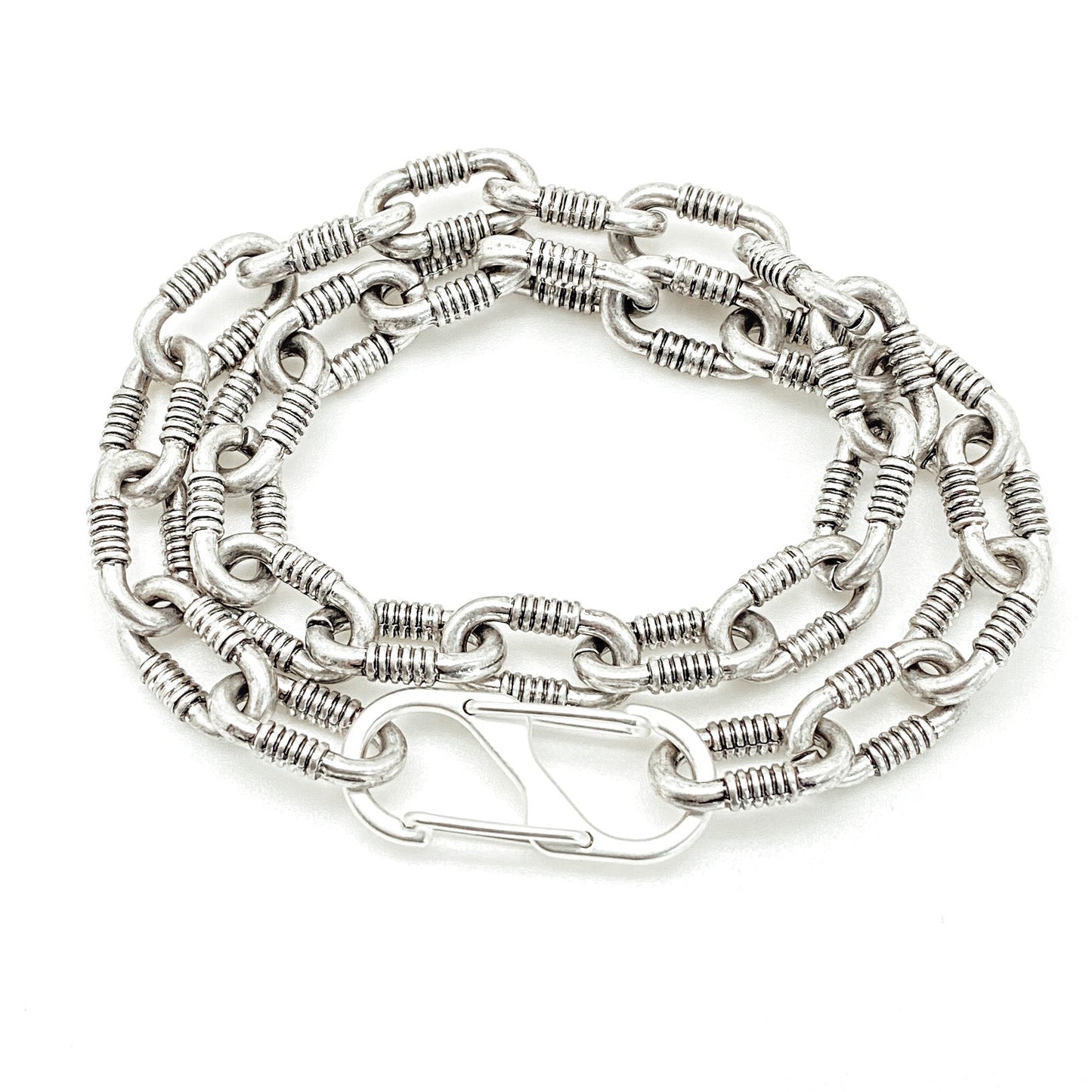 Antique Silver Chunky Double Wrap Bracelet-Choker