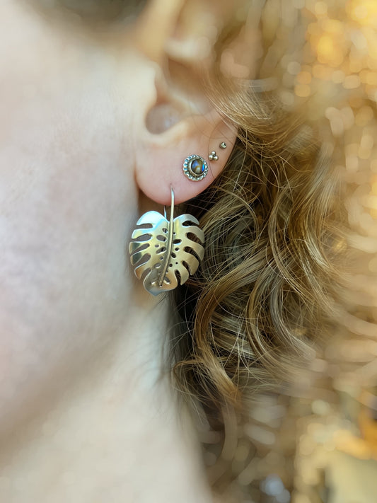 Monstera Earrings in Sterling Silver - Medium
