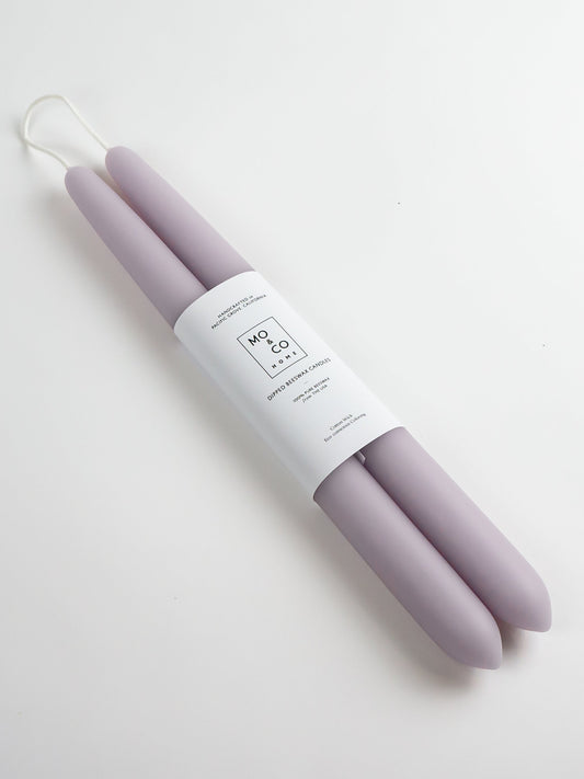 Lavender | Dipped Beeswax Taper Candles