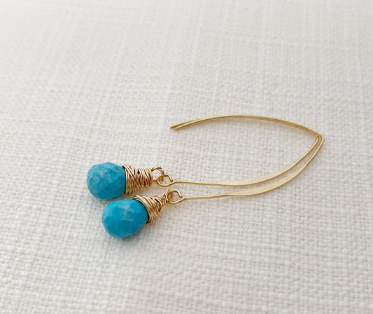 Turquoise Drop 14k Gold Filled Earrings