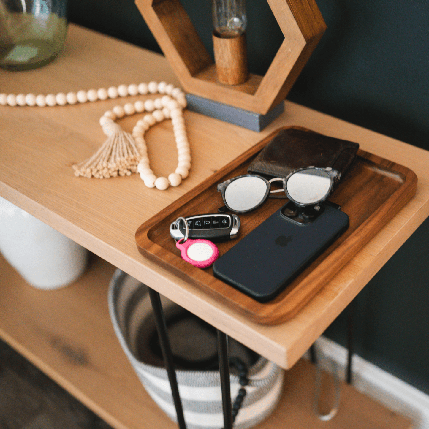 Valet Tray - Catch All Tray - Accessories Organizer - Walnut Wood