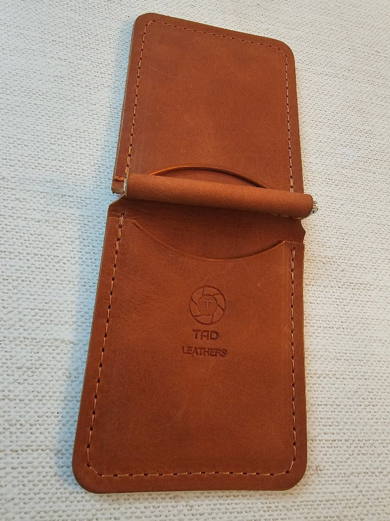 Handcrafted Leather Money Clip -Peach | Premium Full-Grain Leather | Tad Leathers"