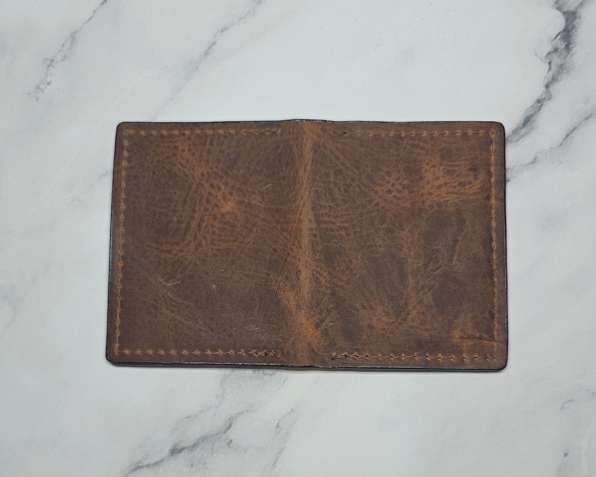 Volcano Brown Textured Card Wallet - Handcrafted Leather ID Holder