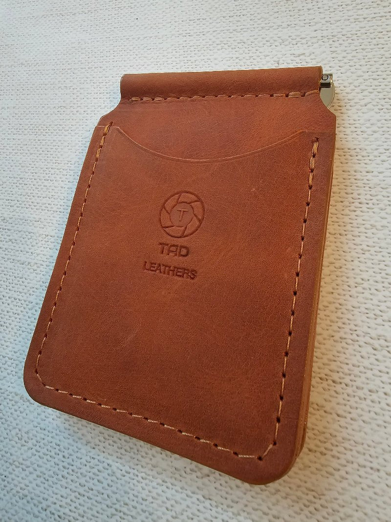 Handcrafted Leather Money Clip -Peach | Premium Full-Grain Leather | Tad Leathers"