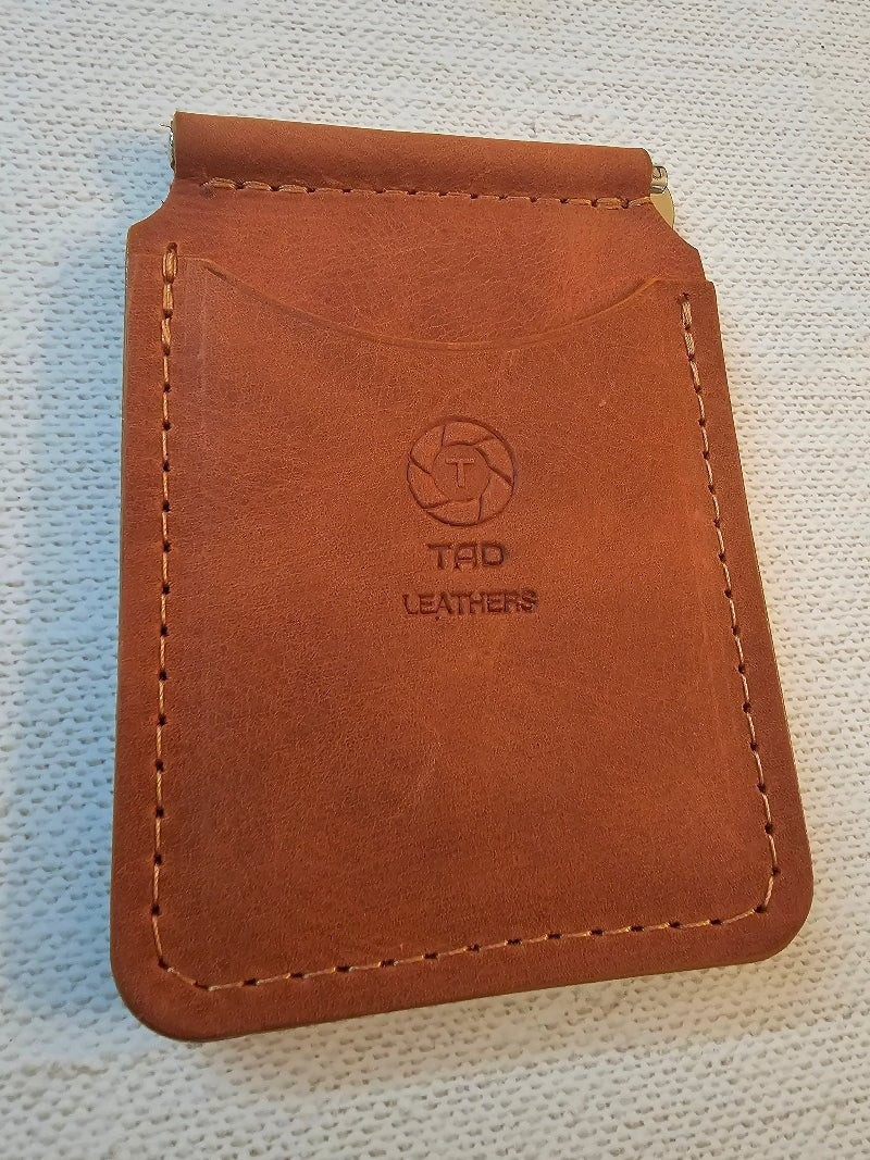 Handcrafted Leather Money Clip -Peach | Premium Full-Grain Leather | Tad Leathers"