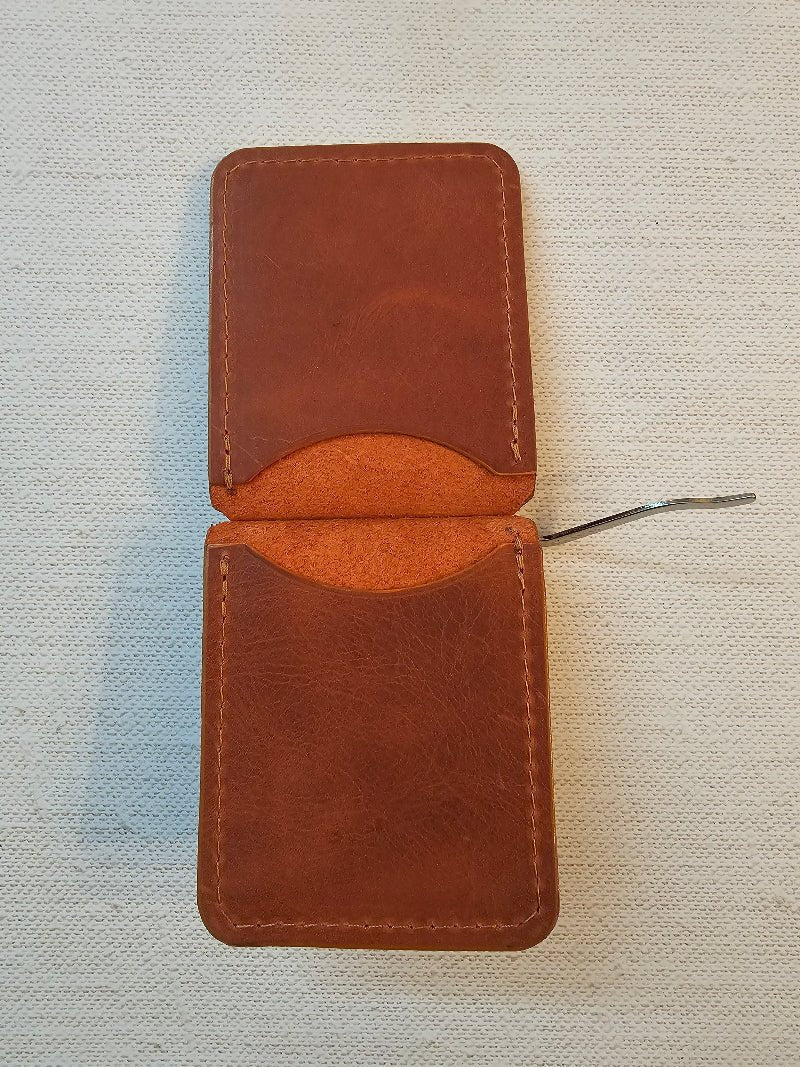 Handcrafted Leather Money Clip -Peach | Premium Full-Grain Leather | Tad Leathers"