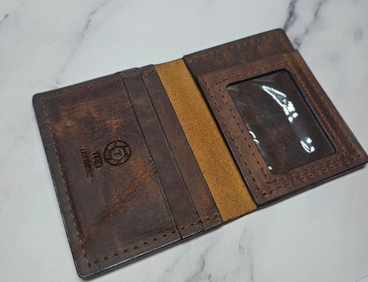 Volcano Brown Textured Card Wallet - Handcrafted Leather ID Holder