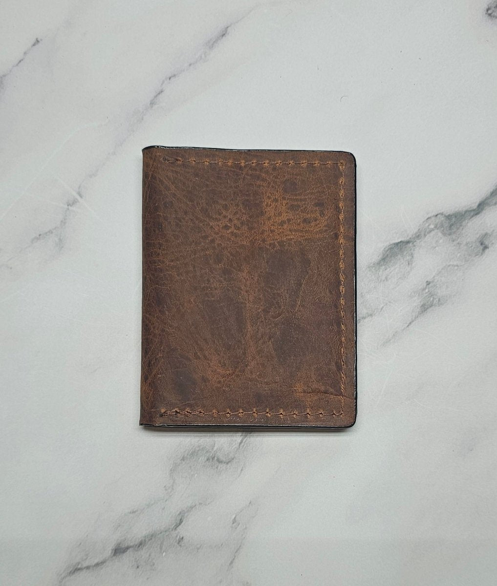 Volcano Brown Textured Card Wallet - Handcrafted Leather ID Holder
