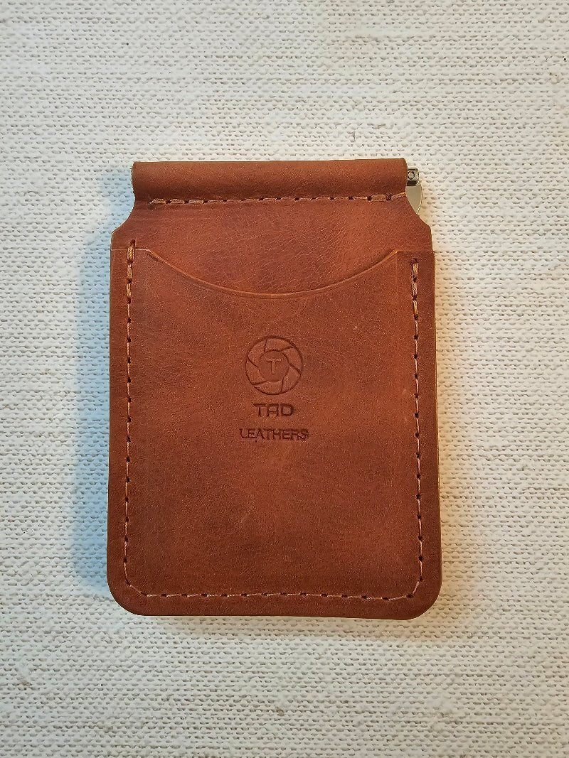 Handcrafted Leather Money Clip -Peach | Premium Full-Grain Leather | Tad Leathers"
