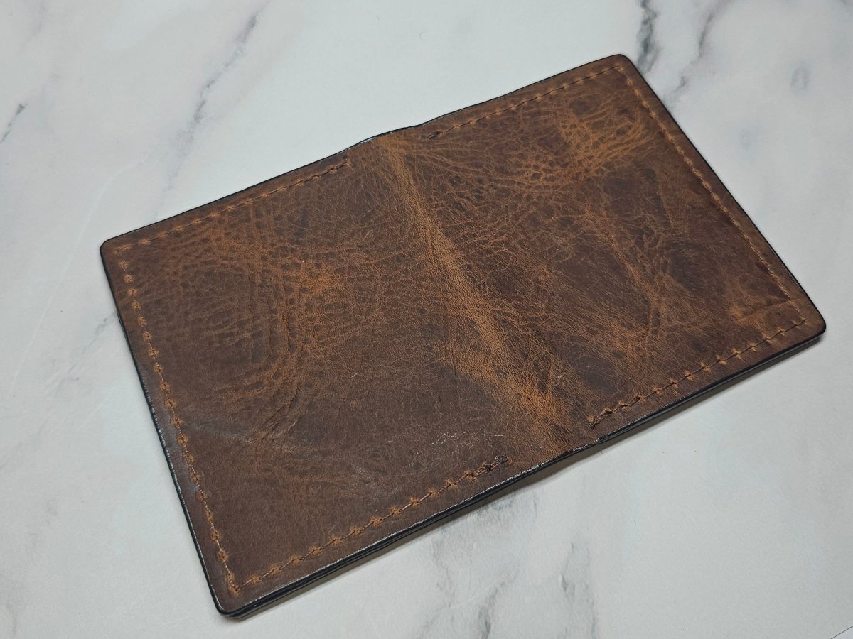 Volcano Brown Textured Card Wallet - Handcrafted Leather ID Holder