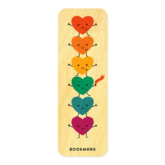 Happy Hearts Book Buddies Wood Mini Bookmark + Pin Gift Set