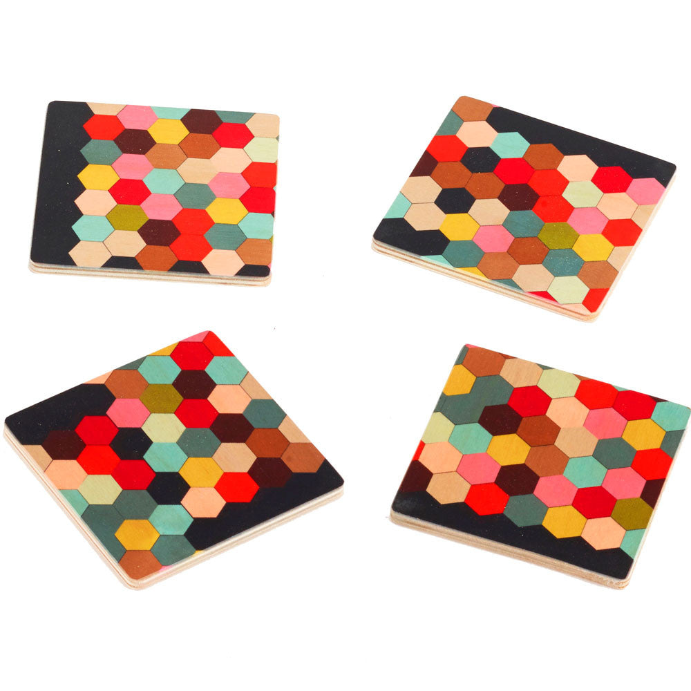 honeycomb coasters, set of four