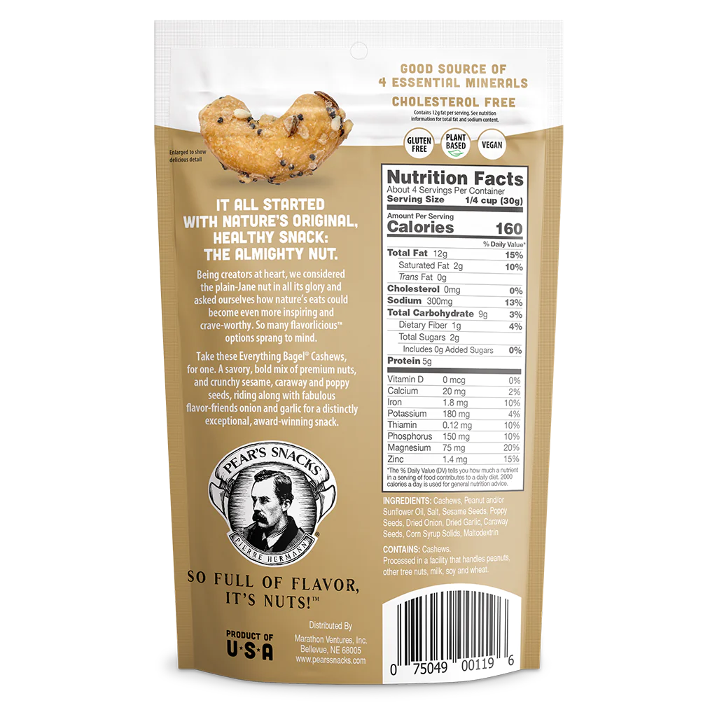 Everything Bagel Cashews | 4 oz | Brenmar