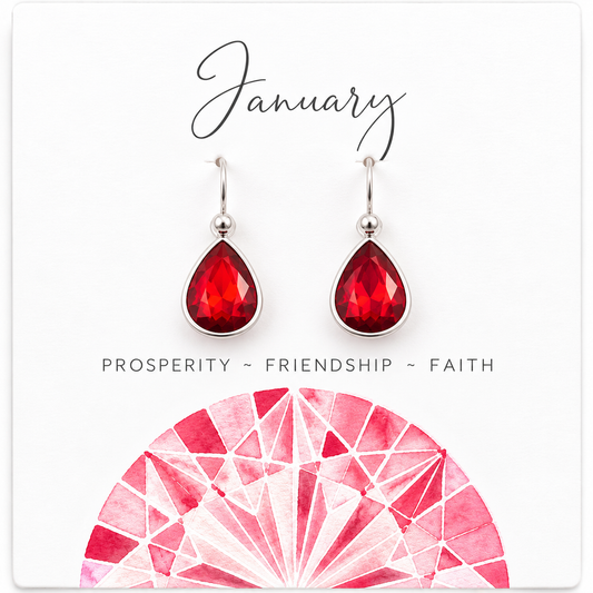 January Birthstone Earrings – Sterling Silver