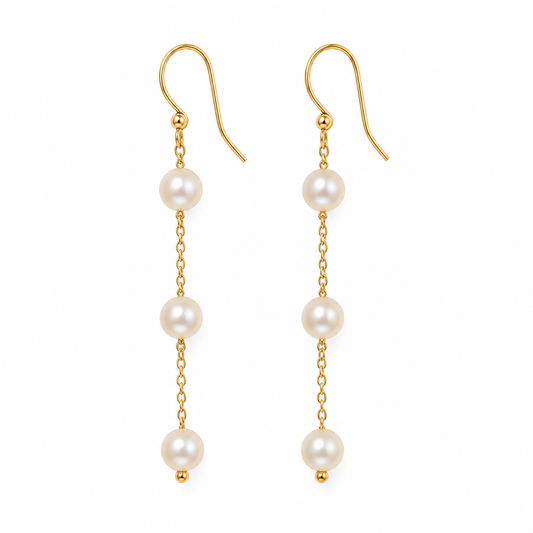 Freshwater Pearl Trio Drop Earrings