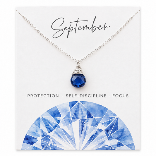 September Birthstone Necklace - Sterling Silver