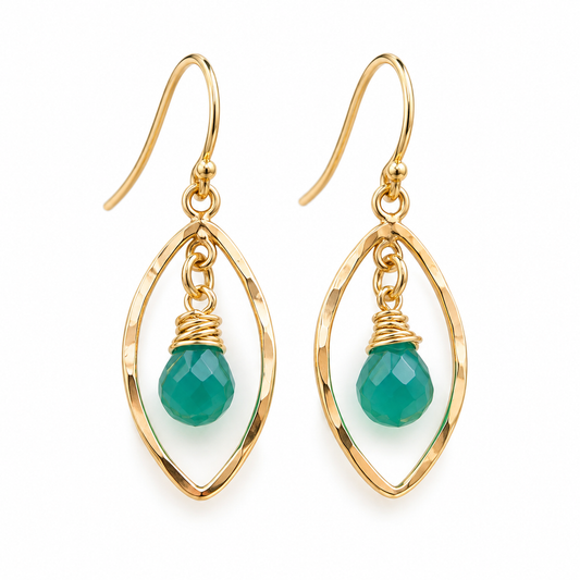 As Seen on Jane the Virgin – Green Onyx & 14k Gold Filled Earrings