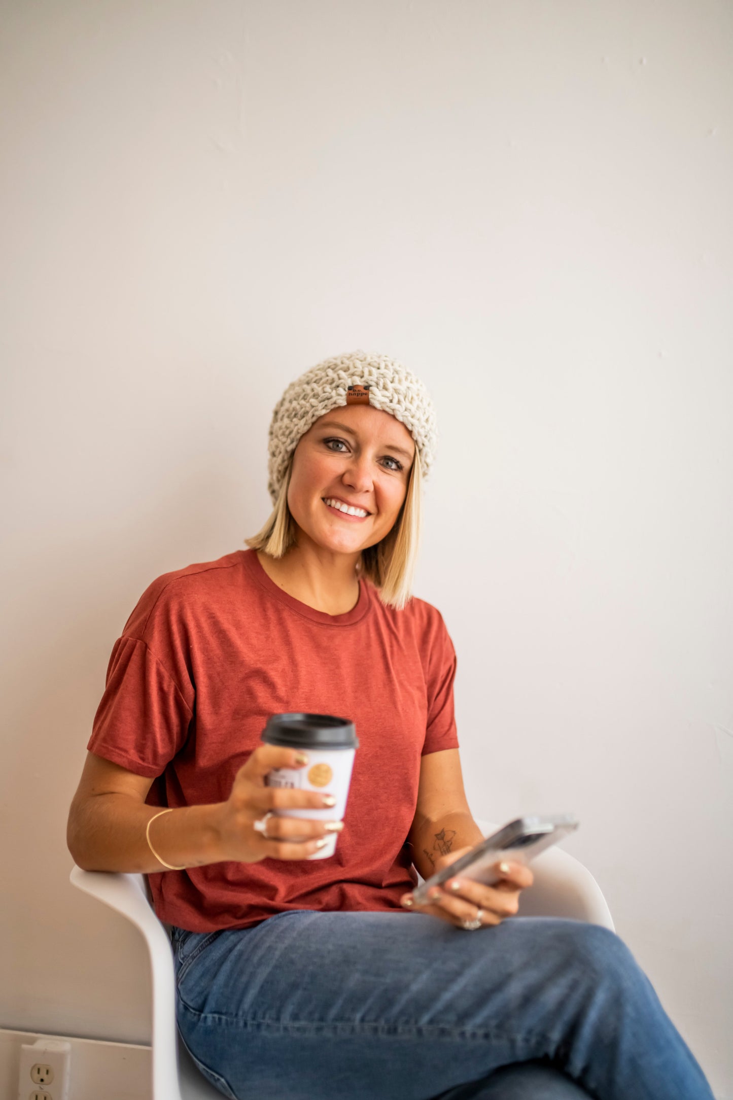 Crochet Slouch Hat | Neutral Slouchy Beanie