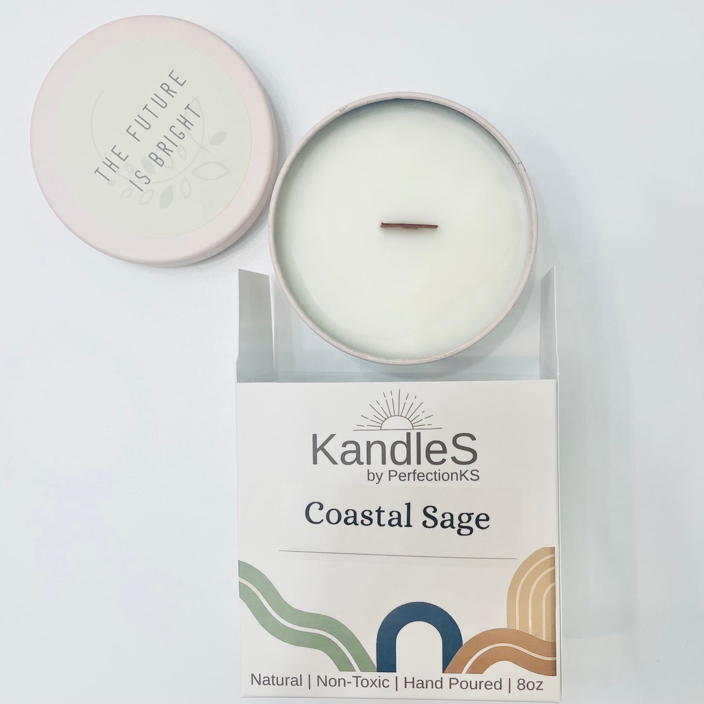 Coastal Sage Luxury Candle | Eco-Friendly Clean-Burning Wooden Wick Candle
