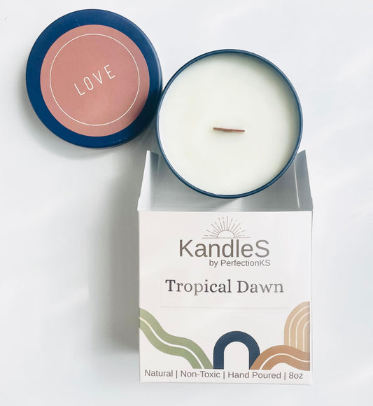 Tropical Dawn Luxury Candle | Eco-Friendly Clean-Burning Wooden Wick Candle