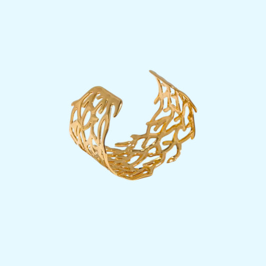 Coral Cuff Gold Bracelet