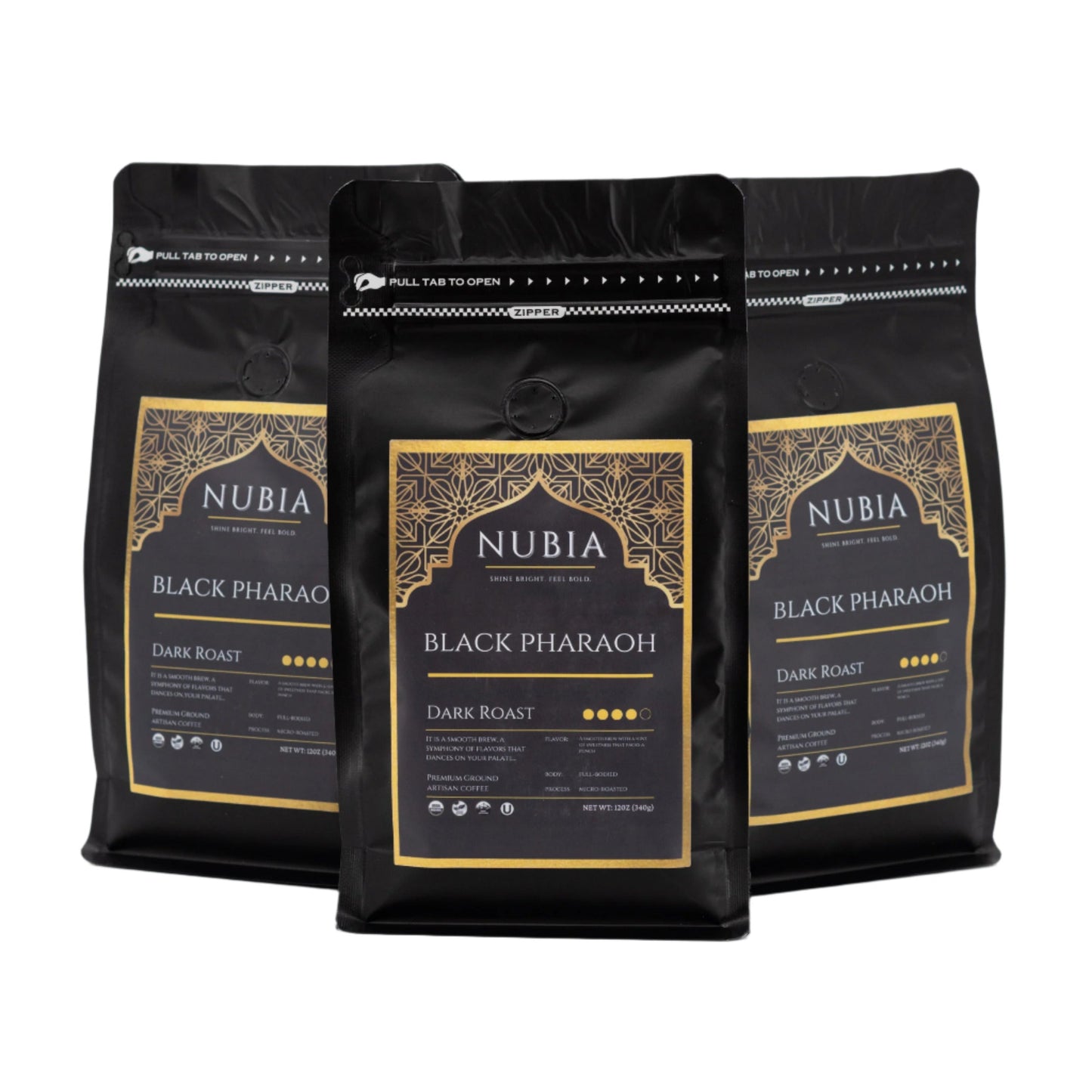 Black Pharaoh Organic Certified Dark Roast Coffee | 12 oz | Nubia, LLC